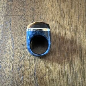 Faceted Tiger’s Eye Onyx Gemstone and Gold Statement Ring